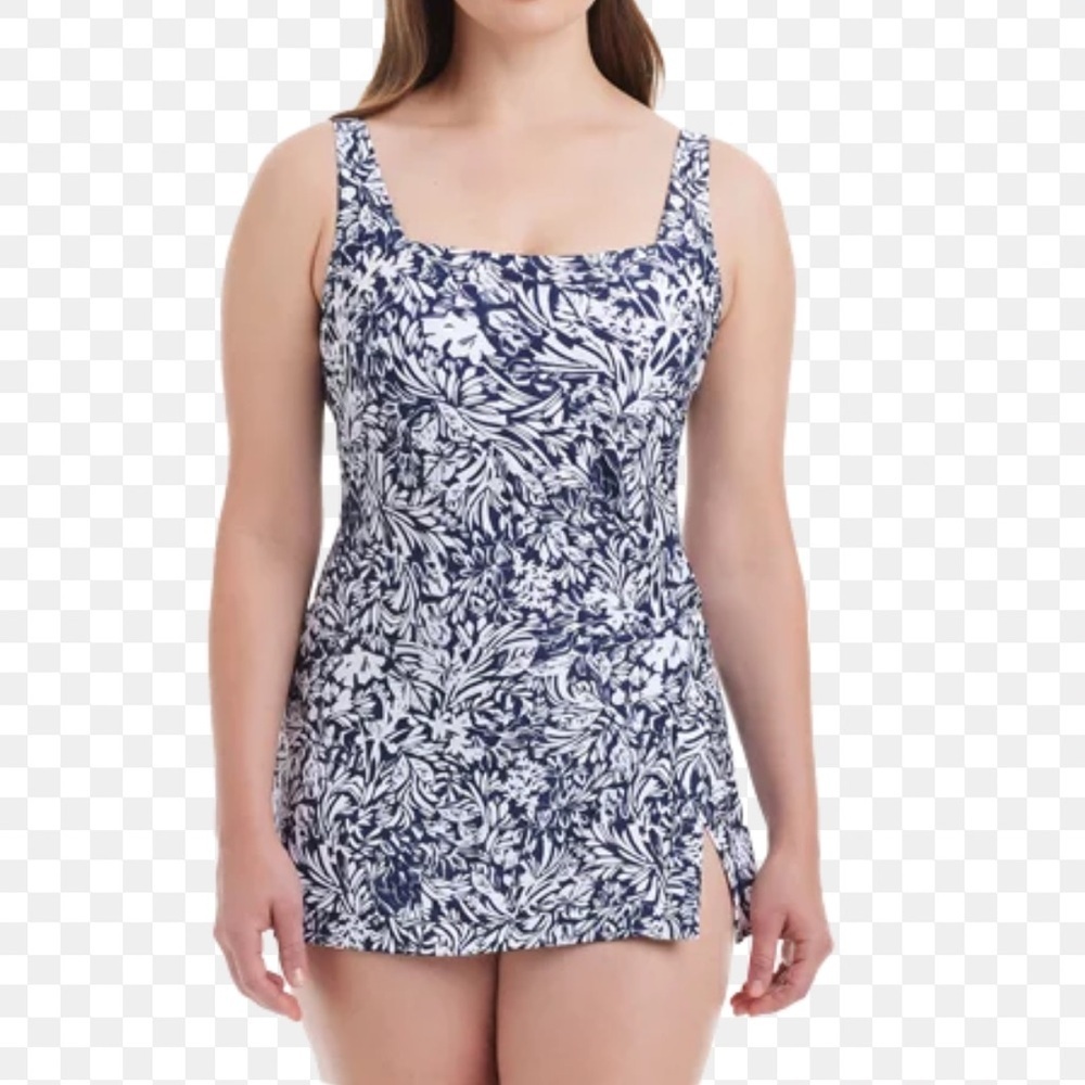 New beyond control white black pattern swimsuit one piece XXL tummy control